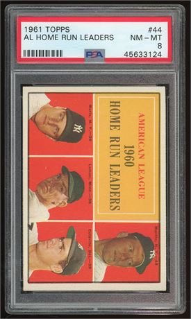 1961 Topps #44 AL Home Run Leaders Mantle PSA 8 NMMT