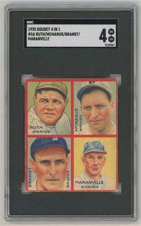 1935 Goudey 4 in 1 Babe Ruth SGC 4 VGEX Pop 1 Only 2 Higher Beauty