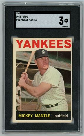 1964 Topps #50 Mickey Mantle SGC 3 VG