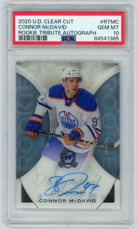 2020 Upper Deck Clear Cut Connor McDavid Rookie Tribute Auto PSA 10 GEM MINT