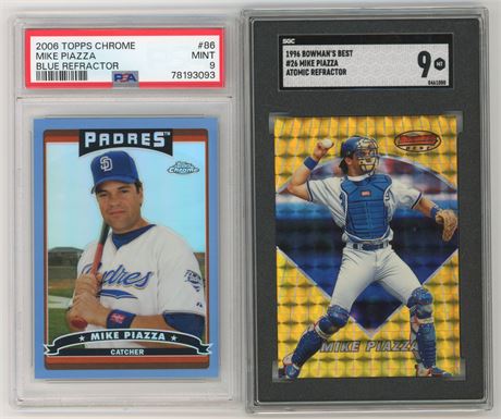 1996-2006 Mike Piazza Graded Refractor Lot (2) w/ Atomic, and Blue (READ)