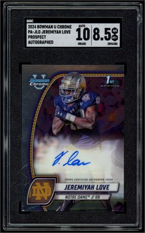 2024 Bowman U Chrome Jeremiyah Love 1st Bowman Auto SGC 8.5 Auto 10