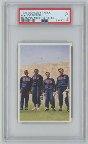 1936 Muhlen Franck 4x100 Meter Olympia 1936 - Series 14 PSA 3 VG w/Jesse Owens