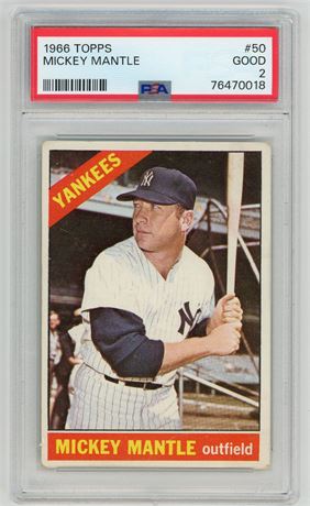 1966 Topps #50 Mickey Mantle PSA 2 GOOD (READ)