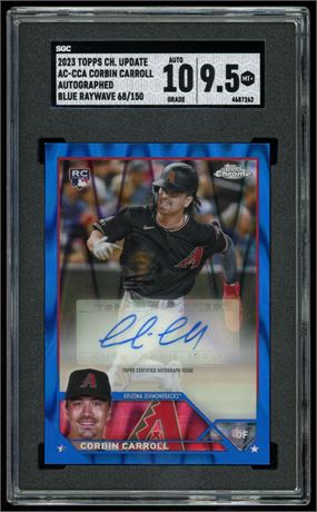 2023 Topps Chrome Update Auto Corbin Carroll RC 68/150 SGC 9.5 Auto 10