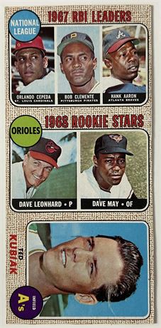 1968 Topps 3-Card Panel w/ Clemente/Aaron VG