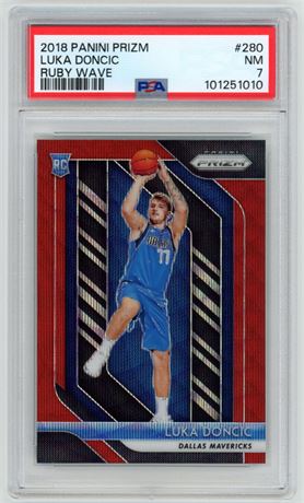 2018 Panini Prizm #280 Luka Doncic Ruby Wave RC PSA 7 NM