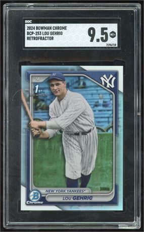 2024 Bowman Chrome Lou Gehrig Retrofractor 1st Bowman SSP SGC 9.5 MINT+