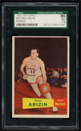 1957-58 Topps #10 Paul Arizin RC SGC 7.5 NM+