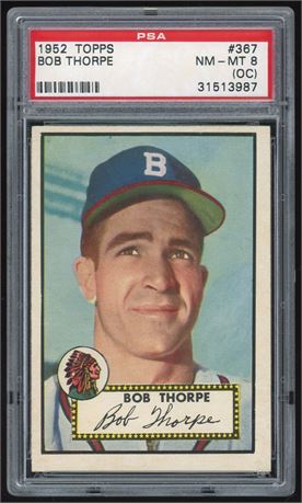 1952 Topps #367 Hi# Bob Thorpe RC PSA 8 (OC)
