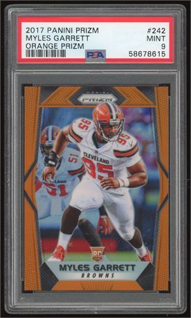 2017 Prizm #242 Myles Garrett RC Orange Prizm 157/275 PSA 9 MINT