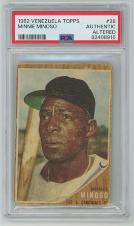1962 Venezuela Topps #28 Minnie Minoso PSA Authentic Altered