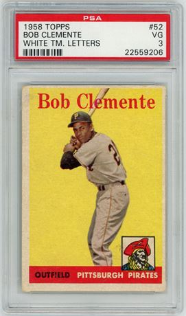 1958 Topps #52 Roberto Clemente White Team Letters PSA 3 VG