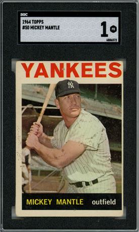 1964 Topps #50 Mickey Mantle SGC 1 POOR