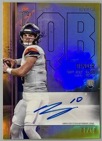 2024 Topps Signature Class Rookie Class Auto Variation Bo Nix Auto Gold 07/10