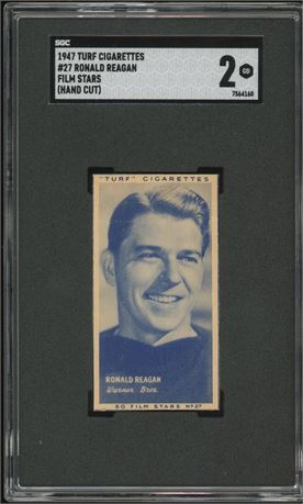 1947 Turf Film Stars #27 Ronald Reagan SGC 2 GOOD (Hand Cut)