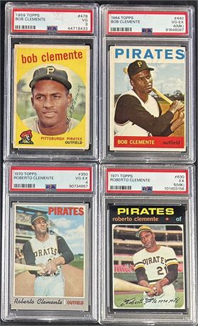 1959-1971 Topps Roberto Clemente PSA Graded Lot (4)
