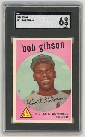 1959 Topps #514 Bob Gibson RC SGC 6 EXMT