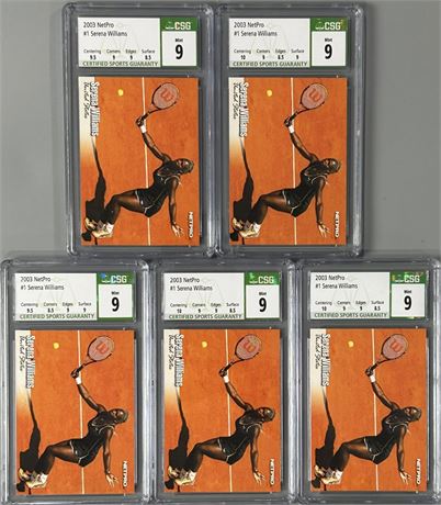 2003 NetPro #1 Serena Williams RC CSG 9 Graded Lot (5)