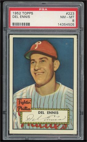 1952 Topps #223 Del Ennis PSA 8 NMMT Only 4 Higher