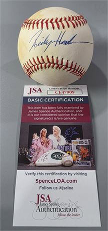 Rickey Henderson Autographed Official American League Baseball JSA