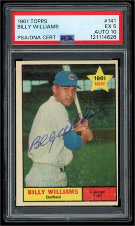 1961 Topps #141 Billy Williams RC PSA 5 EX Auto 10