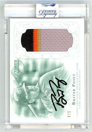 2015 Topps Dynasty Buster Posey 4/5 On Card Auto w/ 4 Color Patch
