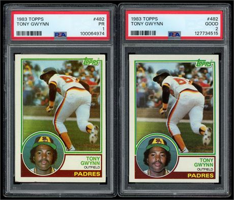 1983 Topps #482 Tony Gwynn RC PSA 1-2 Lot (2) Pop 18 & Pop 45