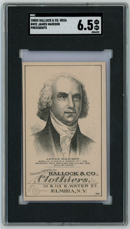 1880s Hallock & Co HD2A #492 James Madison Presidents SGC 6.5 EXMT+