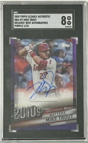 2020 Topps Clearly Authentic Mike Trout Decades' Best Auto 1/10 SGC 8 NMMT