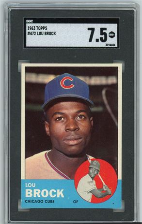 1963 Topps #472 Lou Brock SGC 7.5 NM+ Beauty!