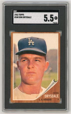 1962 Topps #340 Don Drysdale SGC 5.5 EX+