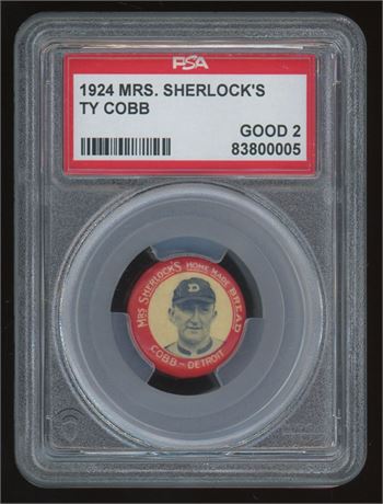 1924 Mrs. Sherlock's Ty Cobb Pin PSA 2 GOOD