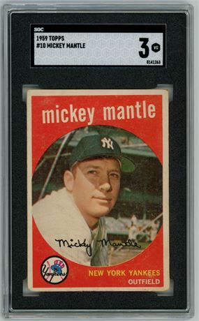 1959 Topps #10 Mickey Mantle SGC 3 VG