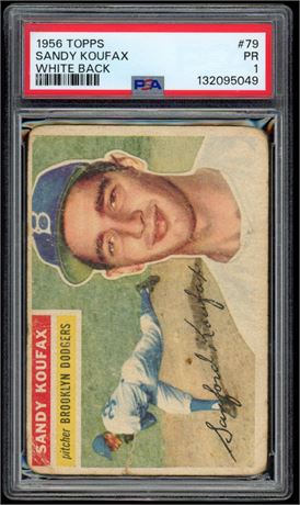1956 Topps #79 Sandy Koufax White Back PSA 1