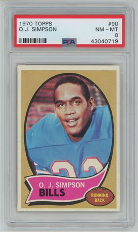 1970 Topps #90 OJ Simpson RC PSA 8 NMMT