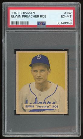 1949 Bowman #162 Preacher Roe HI# RC PSA 6 EXMT