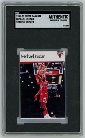 1986 Super Canasta Michael Jordan Spanish Sticker SGC Authentic