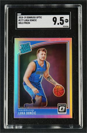 2018 Donruss #177 Luka Doncic Rated Rookie Holo Prizm SGC 9.5 MINT+ (READ)