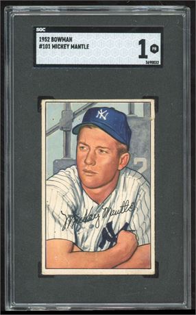 1952 Bowman #101 Mickey Mantle SGC 1 POOR