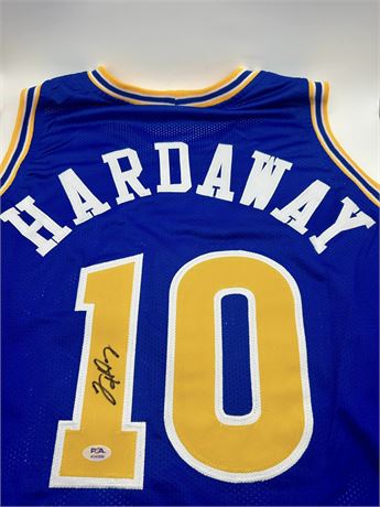 Tim Hardaway Autographed Warriors Blue Basketball Jersey (PSA) XL