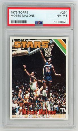 1975 Topps #254 Moses Malone RC PSA 8 NMMT