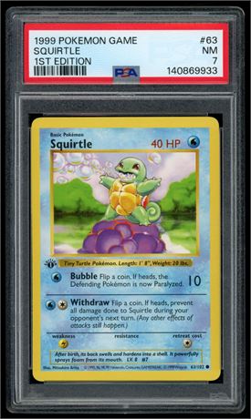 1999 Pokémon Game #63 Squirtle 1st Edition PSA 7 NM