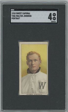 1909-11 T206 Sweet Caporal Walter Johnson Portrait SGC 4 VGEX