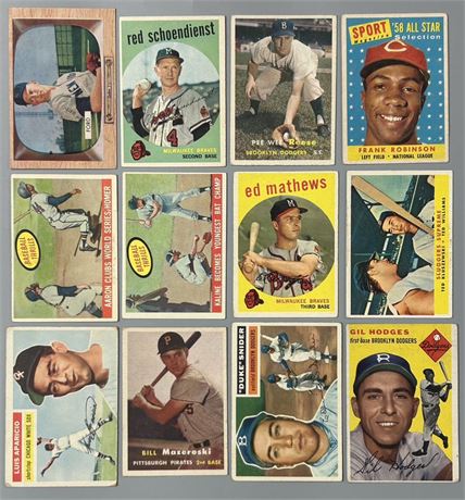 1954-59 Topps/Bowman HOF Baseball Lot (12) Low Grade to VG (READ)