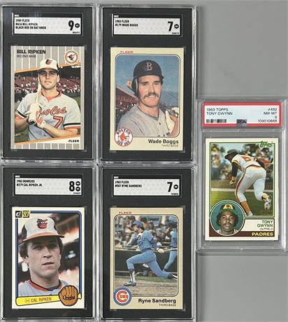 1983-89 Graded Stars Lot w/ Gwynn, Boggs, Sandberg, Ripken