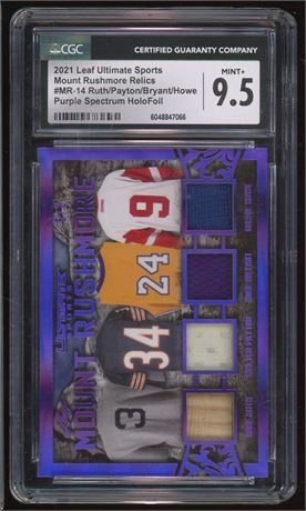 2021 Leaf Ultimate Sports Ruth, Payton, Bryant, and Howe 5/6 CGC 9.5 MINT+