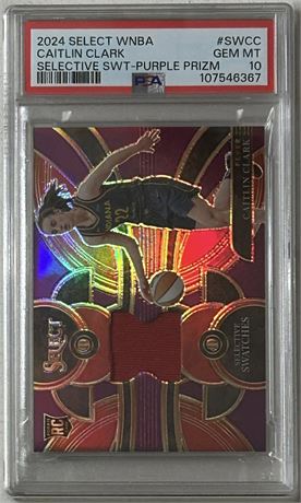2024 Select WNBA Caitlin Clark RC Purple Prizm Relic 24/49 PSA 10 (READ)