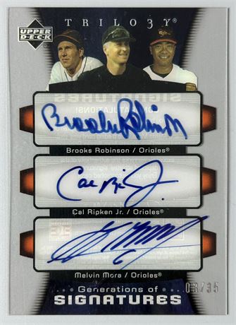 2005 Upper Deck Trilogy Generations Robinson/Ripken Jr/Mora Auto 3/35