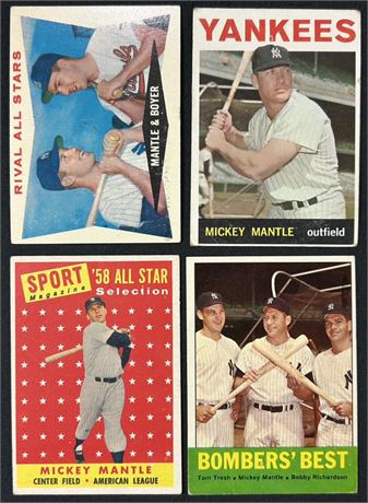 1958-64 Topps Mickey Mantle Lot (4) (READ)